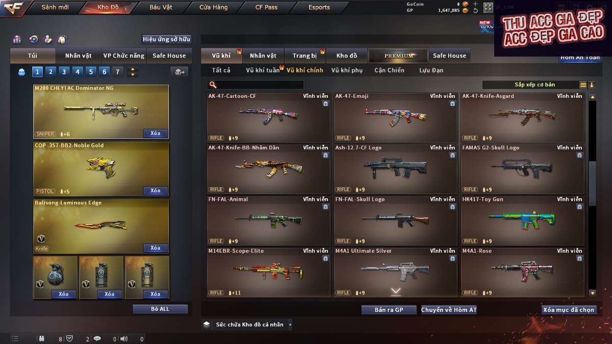 shop acc cf uy tin gia re